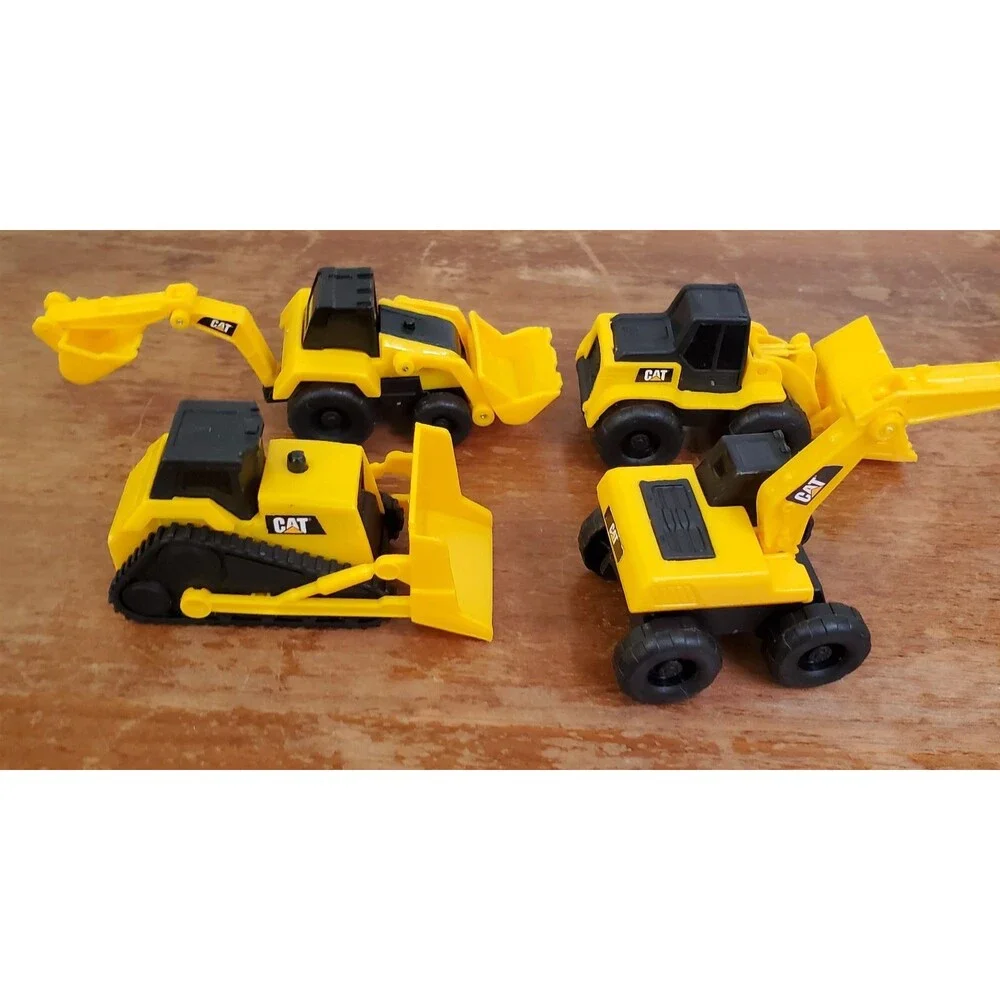 CAT Little Machines Toy Vehicle lot 4 Bulldoser Backhoe Digger Moving Parts 5